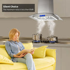 Island Range Hood 30 Inch 700 CFM Ceiling Mount Stainless Steel Kitchen Vent Hood Touch Screen Control Kitchen Exhaust Hood Ducted Ductless Convertible 3-speed Ventilation Fan