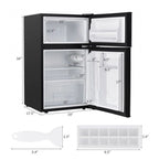 3.2 cu ft Compact Refrigerator - Stainless Steel Mini Fridge with Freezer, Adjustable Thermostat, and Can Dispenser - Ideal for Dorms, Apartments, Wet Bars