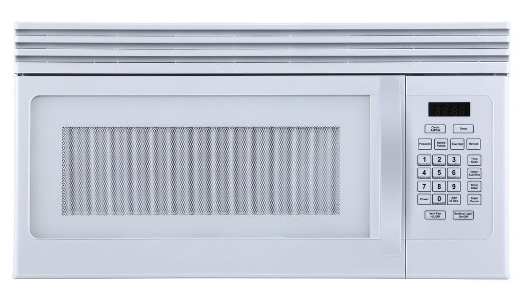 Black+Decker EM044KJNP10A 1.6-Cu. Ft. Over-the-Range Microwave with Top Mount Air Recirculation Vent, White