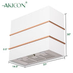 Akicon Range Hood 36 Inch, Ultra Quite Stainless Steel Kitchen Hood, Wall Mount Square Vent Hood with LED Light and Dishwasher-Safe Filters, Hood Vents for Kitchen, 3 Speeds, 600 CFM (AK-HS36HB-SWG)