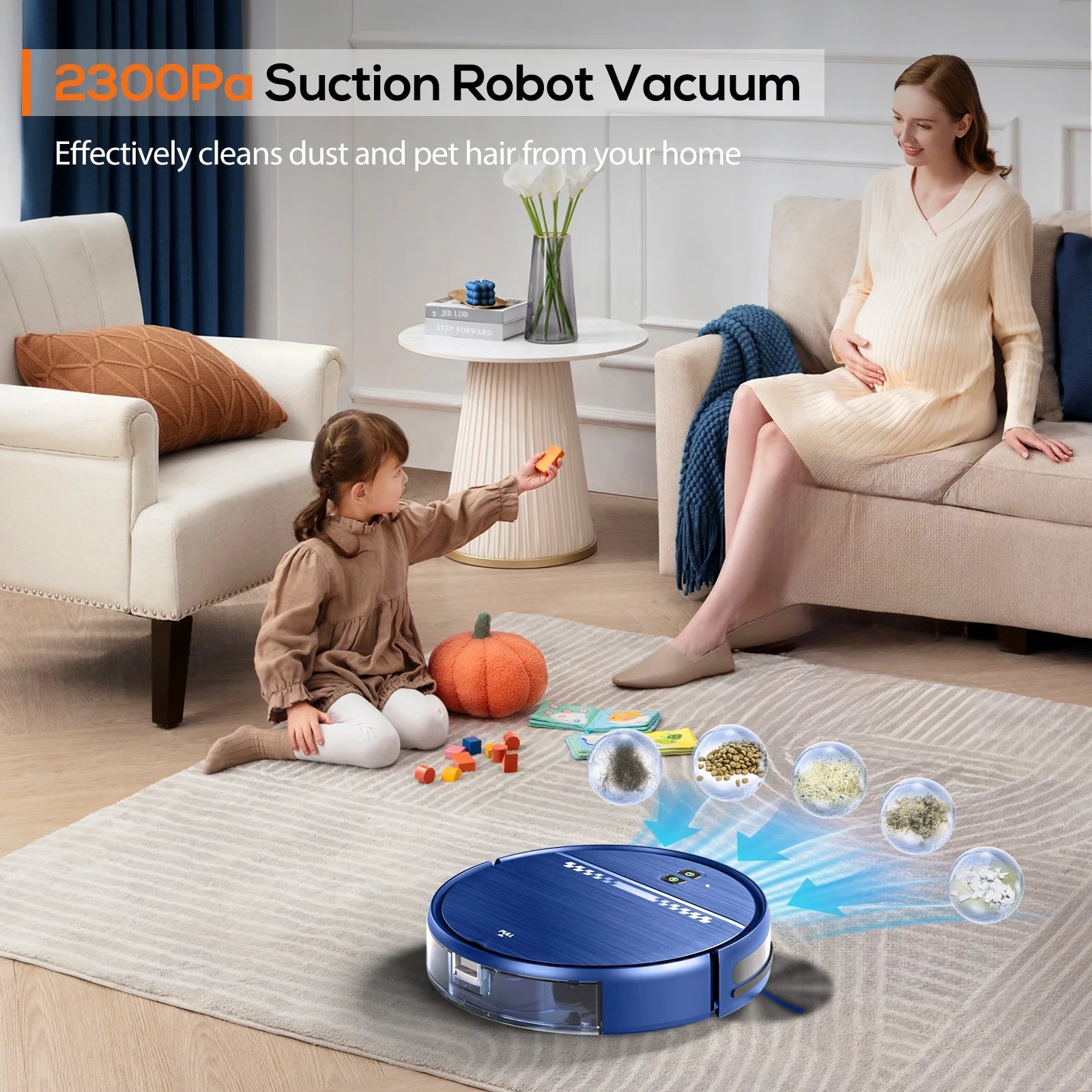 GOOVI Robot Vacuum Cleaner, 2 in 1 Robot Vacuum and Mop Combo for Pet Hair, Hard Floor