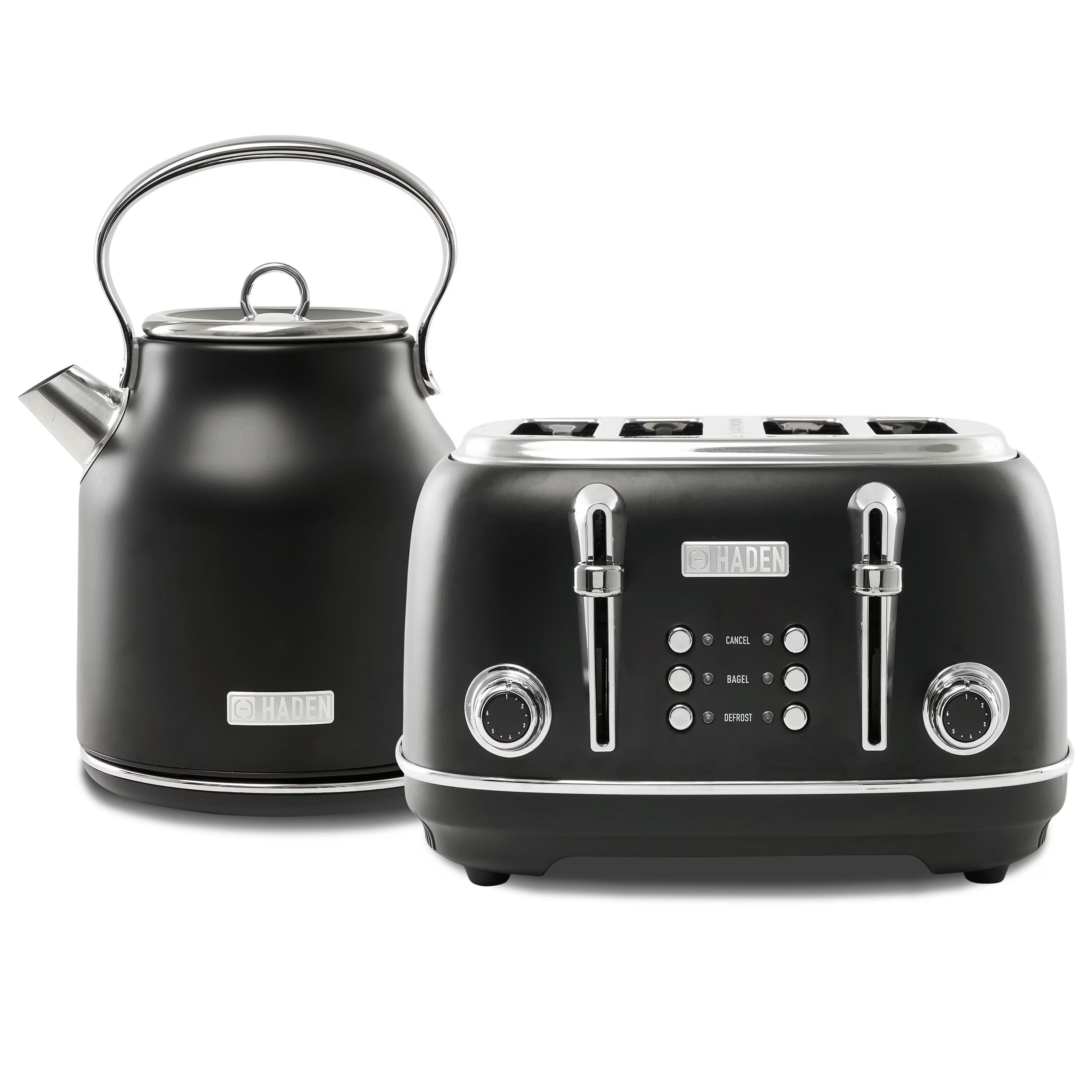Haden Heritage 1500 1.7 Electric Kettle, Matte Black Finish with Copper Accents