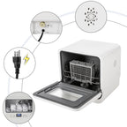 Compact Countertop Dishwasher - 785W, 120V, White, Touch Control, Efficient Dishwashing for Small Spaces, Ideal for Apartments, Dorms, RVs, and Offices