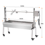 LUXOAK Electric BBQ Rotisserie Grill Kit, 46" 132 Lbs Capacity, 45W Motor, Height-Adjustable Stainless Steel Pig Roaster with Triangular Stability Support Stand for Pig Lamb