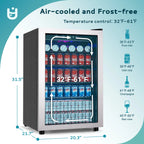 EUHOMY 145 Can Beverage Refrigerator and Mine Cooler with Glass Door with Adjustable Shelves