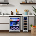 Yeego 30" Wine and Beverage Refrigerator,Two 15" Wine and Beverage Cooler Under Counter or Freestanding, Hold 33 Bottles and 80 Cans(Two Pack)