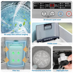 Qhomic Portable Washing Machine, 18.7lbs Full Automatic Compact 10 Programs & 8 Water Levels Washer Machine with Child Lock and LED Display, Low Noise Laundry Wash for Apartments, RVs, Dorms