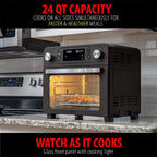Restored Deco Chef TQAIRGUN 24QT Stainless Steel Countertop Toaster Air Fryer Oven with Accessories Black (Refurbished)