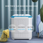 Auertech Portable Washer 14lbs Mini Twin Tub Compact Semi-Automatic Washer Spinner Combo, Gravity Drain