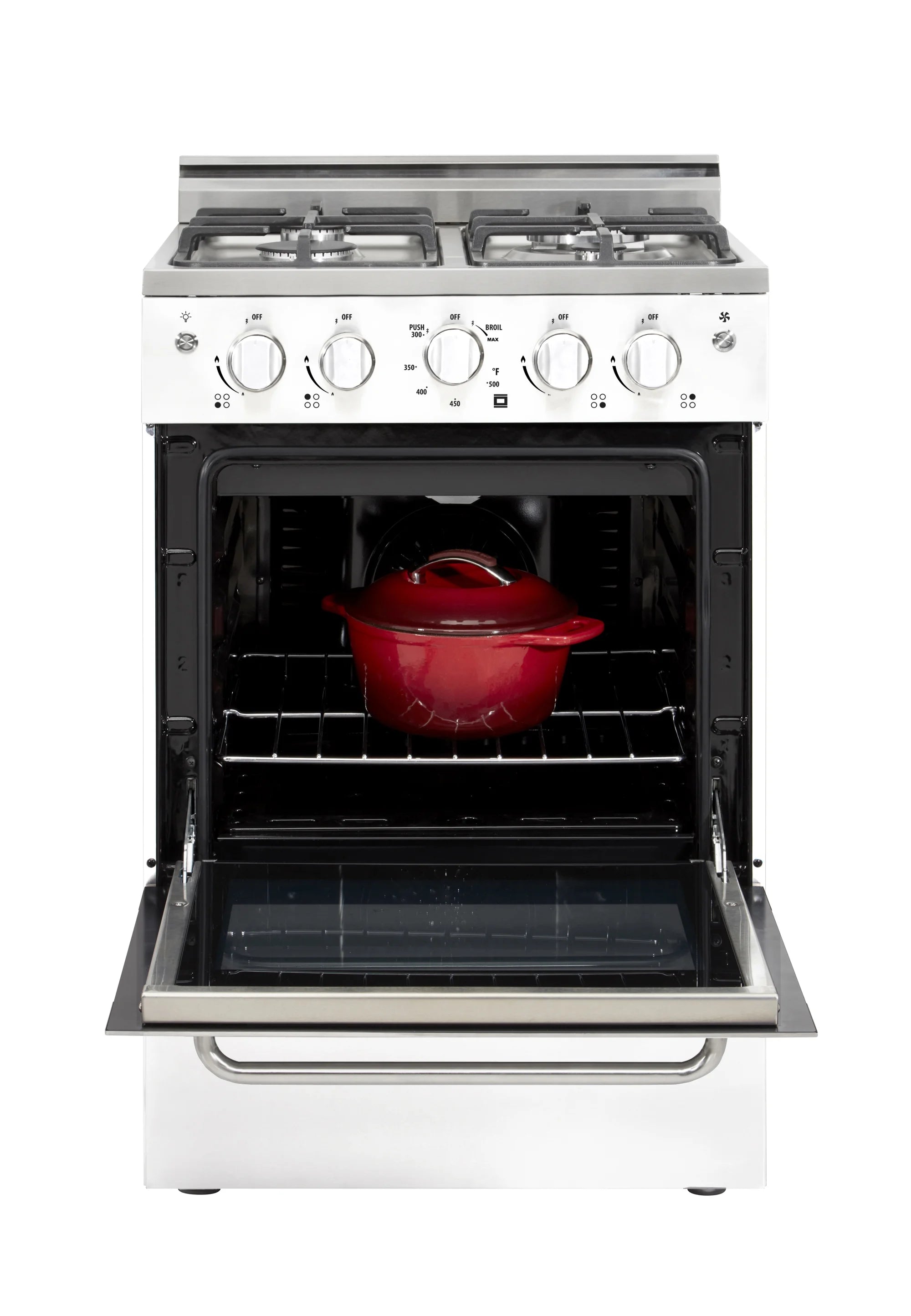Unique Prestige 24�?2.3 cu ft Double Oven Gas Range in White