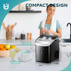 EUHOMY Nugget Ice Maker Countertop with Handle, Ready in 6 Mins, 34.5 lbs Per Day, Removable Top Cover, Auto-Cleaning, Black