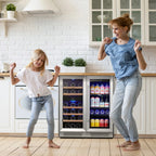 Yeego 30" Wine and Beverage Refrigerator,Two 15" Wine and Beverage Cooler Under Counter or Freestanding, Hold 33 Bottles and 80 Cans(Two Pack)