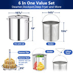 64QT Stainless Steel Pot with 200,000BTU Propane Fryer, Seafood Boil Pot, Crab Boil Pot, Lobster Pot, Shrimp Boil Pot, Tamale Steamer Pot with Basket and Turkey Fryer Burner
