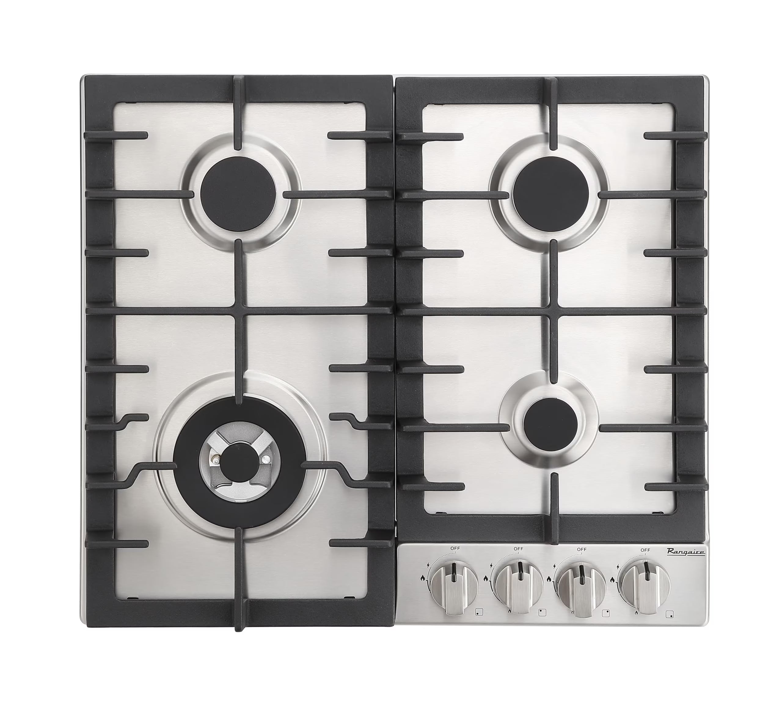 Rangaire RCG241S 24" Gas Cooktop - Stainless Steel, Sealed Burners, Cast Iron Grates, Die Cast Metal Burner Controls