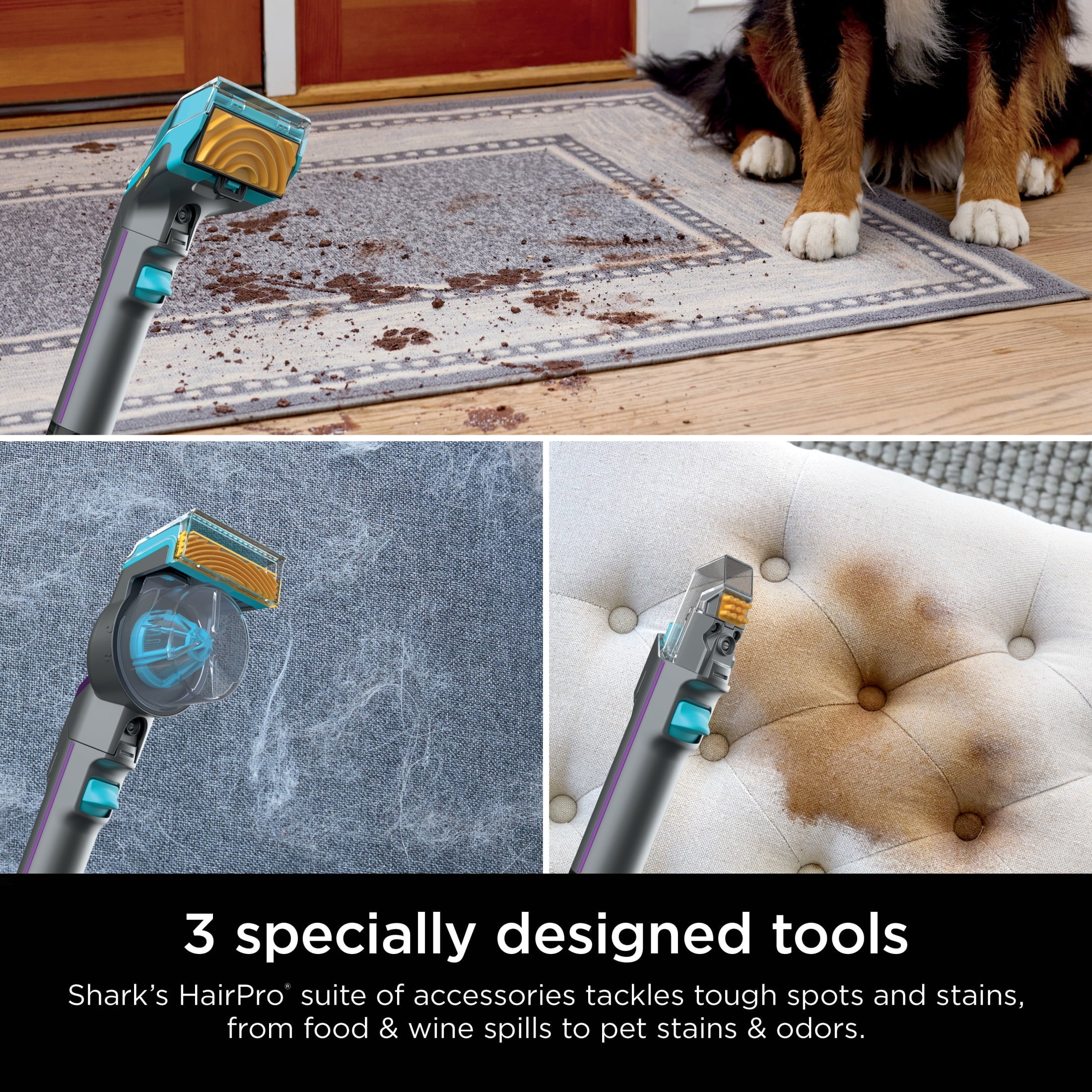 Shark StainStriker HairPro Carpet and Upholstery Cleaner, Portable with 3 Tools, 6oz Deep Clean Pro Formula and 12oz OXY Multiplier Formula, PX250 Dark Silver/Fuchsia