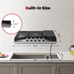 GASLAND Master Series 30 Inch Gas Cooktop with Griddle PRO GH3805SS1FC with 5 Burners, CSA certified,120V Plug-in, NG/LPG Convertible