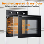 RIEDHOFF 24�?Single Wall Oven, 2.5 Cu.Ft Built-in Electric Single Wall Ovens with Mechanical Knobs, Double-Layered Glass Door, 5 Cooking Functions, 3000W 240V Ideal for Kitchen Oven