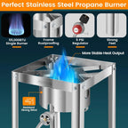 30QT Stainless Steel Turkey Fryer&Seafood Boil Pot with 55,000BTU Propane Burner for Outdoor Cooking of Turkey,Crab,Lobster and Shrimp