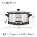 Hamilton Beach 4 Qt Programmable Slow Cooker, Stoneware Crock with Removable Pot, Stainless Steel