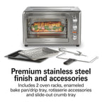 Hamilton Beach Countertop Toaster Oven with Convection & Rotisserie, Extra Large Capacity, Black