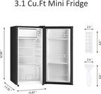 Kcpolre 3.1 Cu.Ft Mini Fridge with Freezer, Adjustable Thermostat, Removable Glass Shelves & Fruit Basket for Dorm Room, Office, Bedroom, Pink
