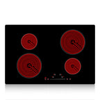 KFFKFF Electric Ceramic Cooktop, 23" 6000W 4 Burners Built-in Countertop Burners Cooker Touch Sensor Control, Overheat Protection, Child Lock, 220-240V (NO Plug)