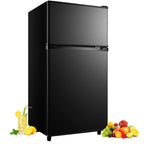 CALLIEVER Compact Mini Fridge with Freezer, 3.5 Cu.Ft 2-Door Refrigerator �C Ideal for Dorm, Office, Bedroom �C 7 Temp Settings, Adjustable Shelves,Silver