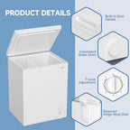 BANGSON Chest Freezer, Deep Freezer 5.0 Cu. Ft with Removable Basket, Adjustable Thermostat Mini Freezer, Ideal for Apartment/Kitchen/Office
