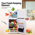GGTB 3.0 Cu.Ft Two Door Small Refrigerator with Freezer, Compact Retro Small Refrigerator for Dorm, Office, Bar, RV, Bedroom, Blue
