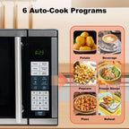 SMAD Countertop Microwave Oven 700W 10 Power Levels 6 Auto Menus 0.7 cu ft