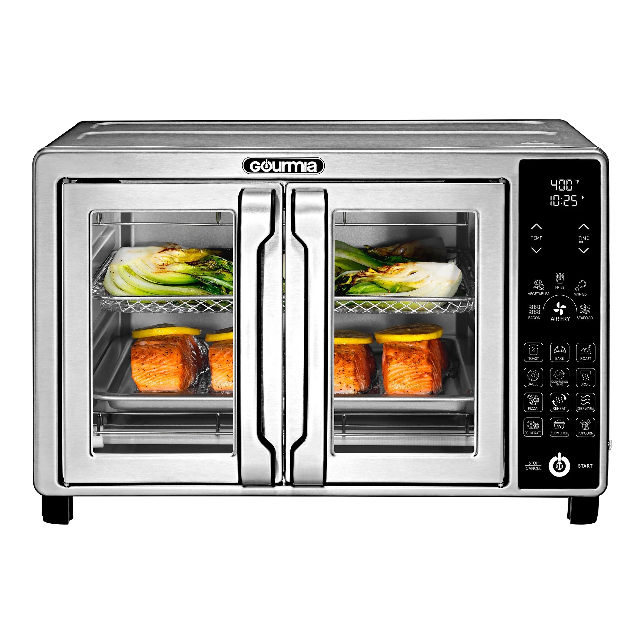 Gourmia 6-Slice Digital Toaster Oven Air Fryer, with 18 One-Touch Presets & Temp Probe, Stainless Steel