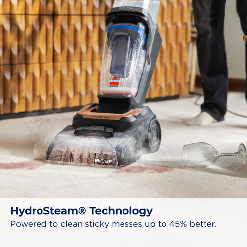 BISSELL Revolution HydroSteam Upright Deep Cleaner, Carpet Cleaner, HydrosSteam Technology, 7 Foot Hose, 4" Self-Cleaning Tough Stain Tool, 4117, Black & Copper