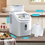 WAA Ice Maker with 1.5L Detachable Water Tank,33Lbs/24H Cube Ice,Timing Function,Self-Cleaning,Grey