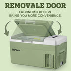 Setpower FC15 12V Portable Refrigerator with AC Adapter, 15.8 Quart Car Freezer Fridge for Camping, Fast Cooling, -4a??-68a??, 3-Year Warranty, Car, RV, Truck, Home and Outdoor Use, DC & AC, Green