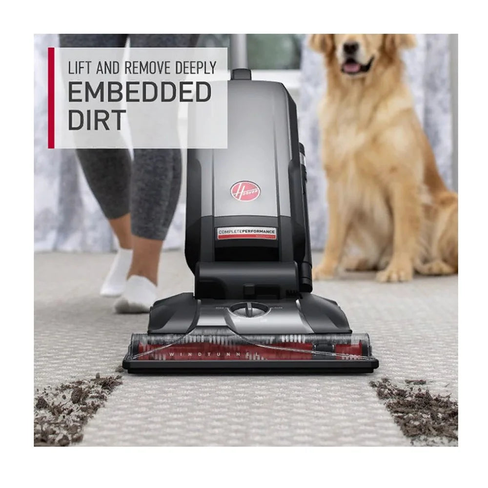 Hoover Bagged Upright Vacuum, Advanced Complete Performance, Pet Friendly, Powerful Suction, Extended Reach, 2-in-1 Pet Tool, Dusting Brush, Crevice & Upholstery Tool, UH30650PC, Grey
