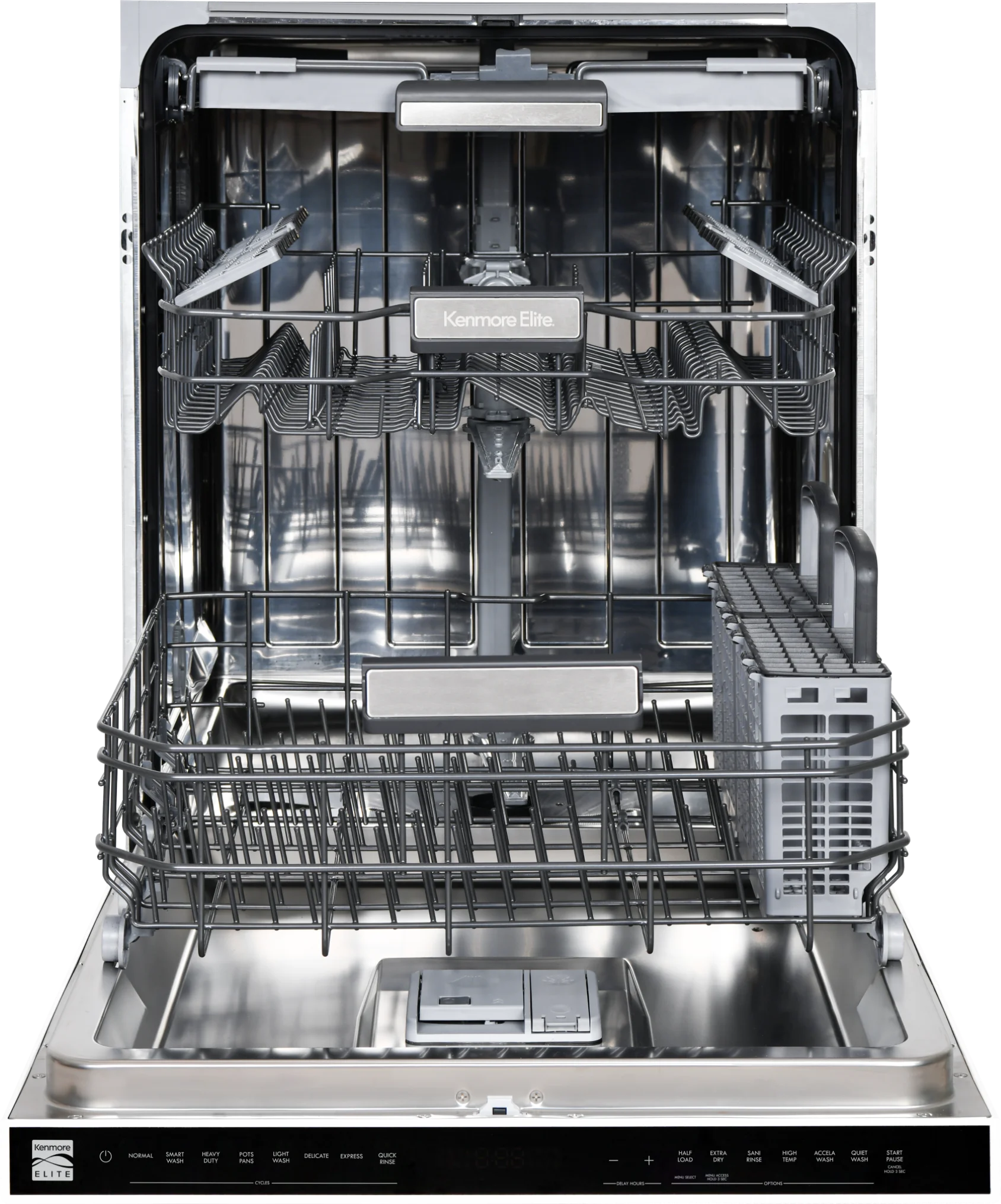 Kenmore Elite 24" Built-in Stainless Steel Tub Dishwasher, TotalFlex 3rd Rack, SmartWash, Energy Star Certified, White