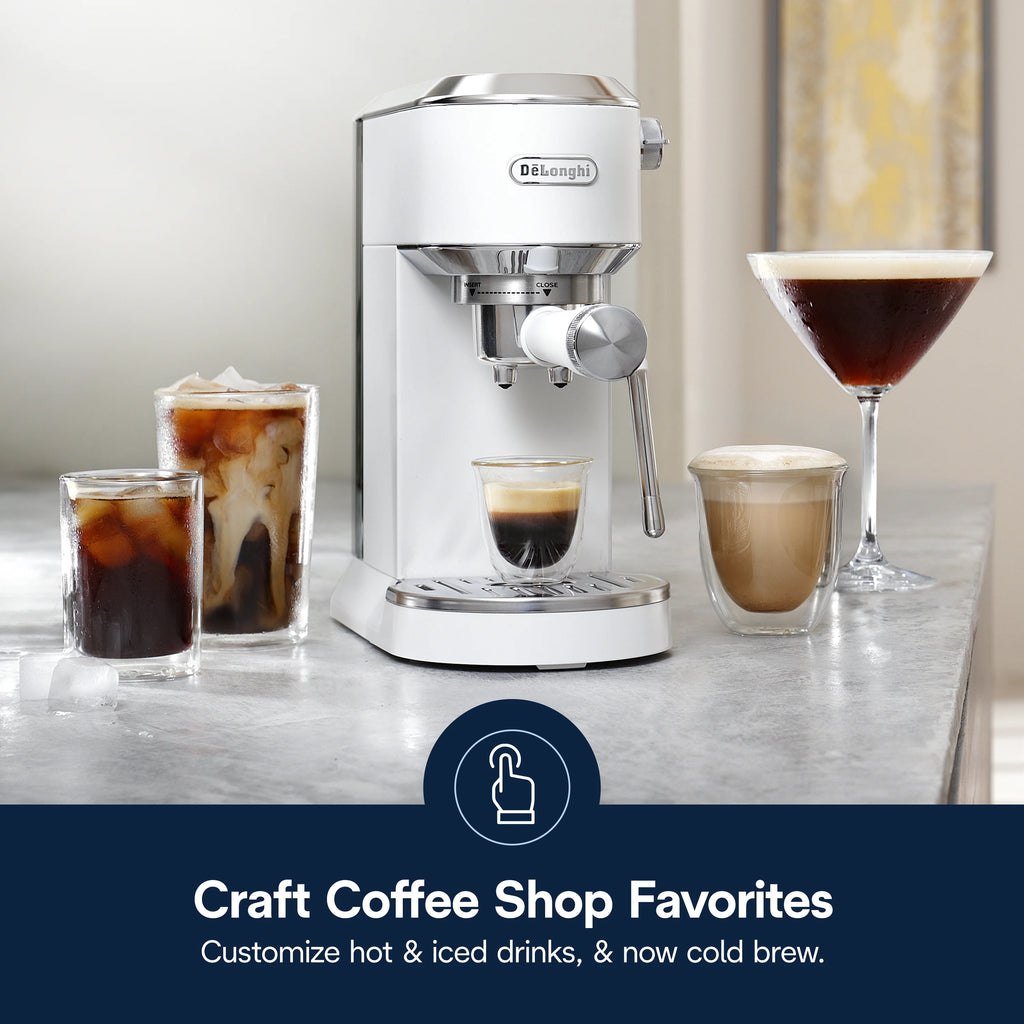 De'Longhi Dedica Duo Espresso Machine, Compact Size with Built in Frother for Latte Art, Brew Espresso, Cold Brew, Lattes & More, Stainless Steel