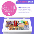 DEMULLER Chest Freezer 5.0 Cu. ft Deep Freezer with Two Hanging Baskets Top Open Door Freezer White
