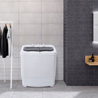 Compact Twin Tub with Built-in Drain Pump XPB35-188S 14.3(7.7 6.6)lbs Semi-automatic Gray Cover Washing Machine