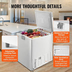 Choco Moon Large Capacity 14.5 Cu.ft Chest Freezer, 345L Storage, 4 Slide-Out Baskets, Lockable Lid, 8 Temp Control Levels, Energy-Efficient LED Lights, 6 Swivel Casters for Easy Mobility