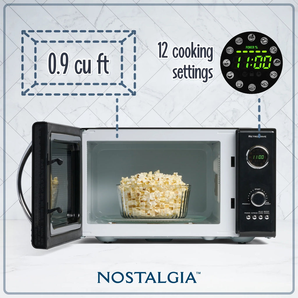 Nostalgia Retro 0.9 Cu. ft. 800-Watt Countertop Microwave Oven, Aqua
