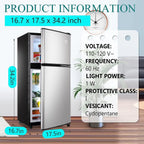 KRIB BLING 3.2 Cubic Feet Double Door Mini Fridge with Freezer, Mini Compact Refrigerator 2 Doors for Dorm, Office, Apartment, RV, Bedroom, Black