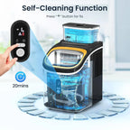 Auseo 45lbs/24H Ice Maker Countertop, 1.5+0.5L Large Water Tank, Cube Ice, Self-Cleaning,  24H Timer, Customizable Ice Making Time, Black