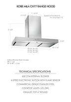 KOBE CH77 Series 30-Inch Hands-Free Fully Auto Wall Mount Range Hood in Stainless Steel
