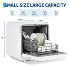 CazToi 10-Minute Quick Wash Portable Dishwasher with Powerful 162��F Hot Air Drying, 6 Cycles Compact Countertop Design No Installation