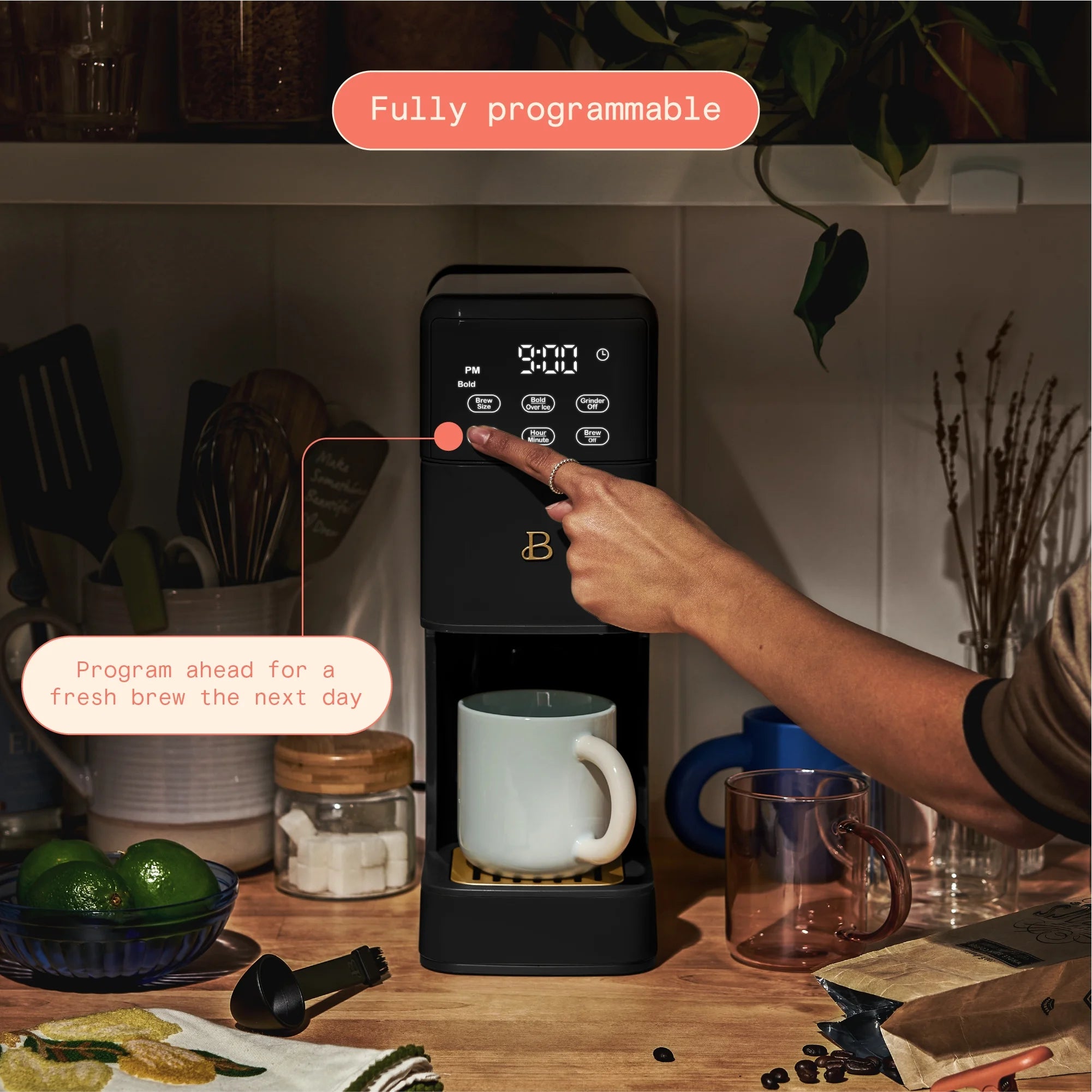 Beautiful Perfect Grind�?Programmable Single Serve Coffee Maker, White Icing by Drew Barrymore