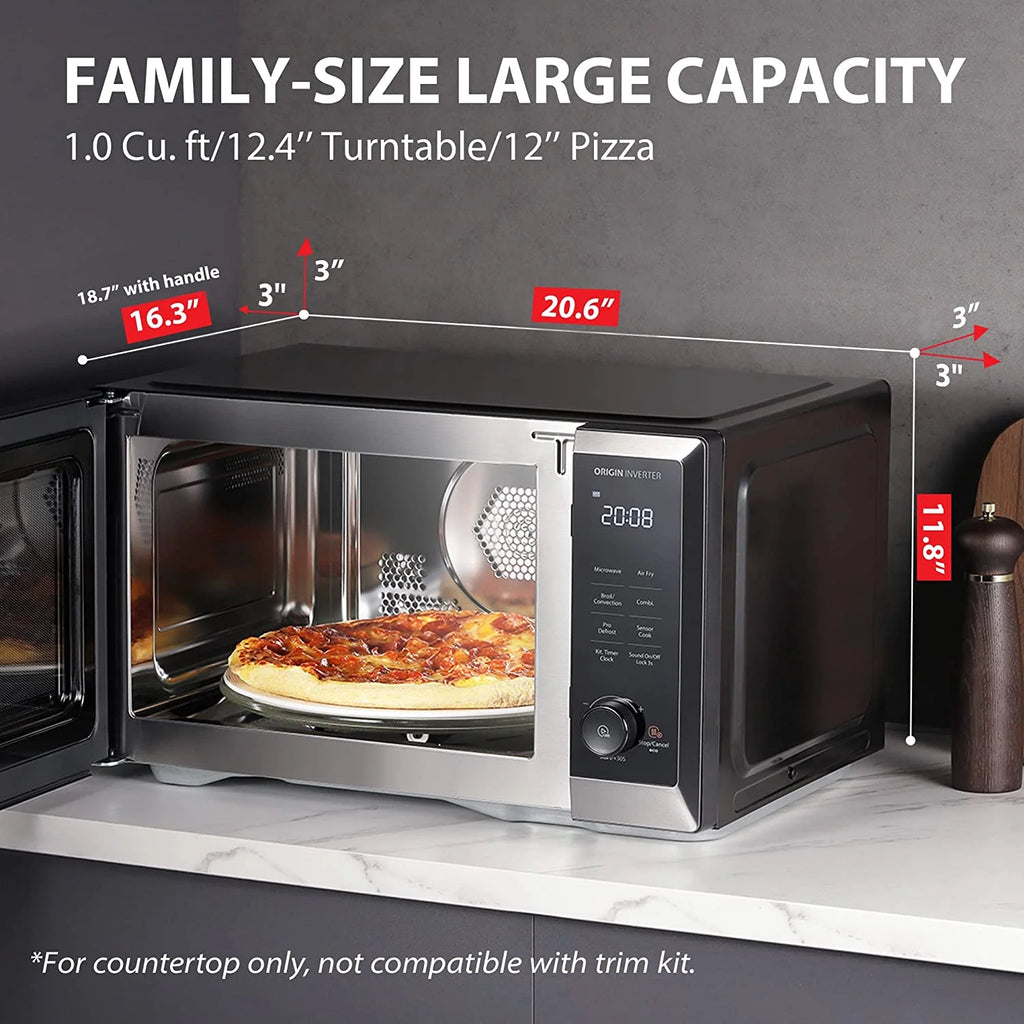 TOSHIBA 7-in-1 Countertop Microwave Oven Air Fryer Combo, Inverter, Convection, Broil, Speedy Combi, Even Defrost, Humidity Sensor, Mute Function, 27 Auto Menu&47 Recipes, 1.0 cu.ft/30QT, 1000W