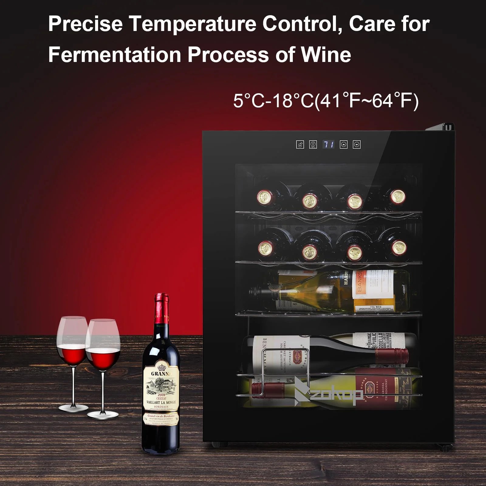 Ktaxon 18 Bottle Compressor Wine Cooler Freestanding Wine Fridge, Fast Cooling, Low Noise