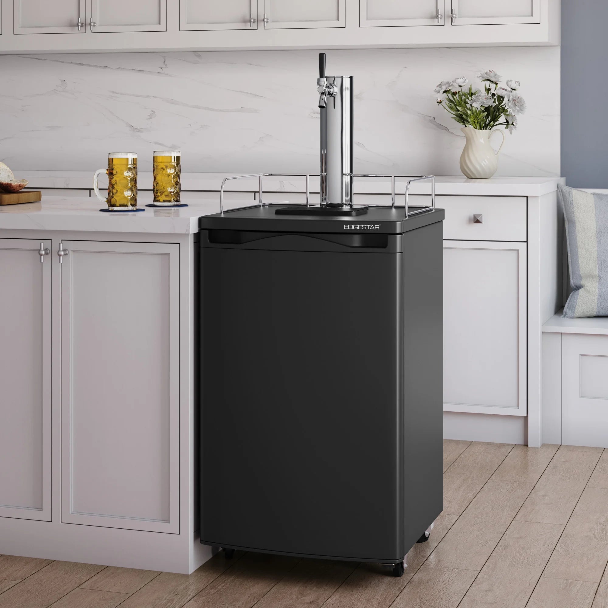 Edgestar Kc2000 20" Wide Kegerator And Keg Beer Cooler For Full Size Kegs - Black