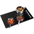 5 Burner Electric Stove, Sunmaki 36 inch Built-in Electric Cooktop 8900W Power Control by Knob for Home/Restaurant, 220V-240V